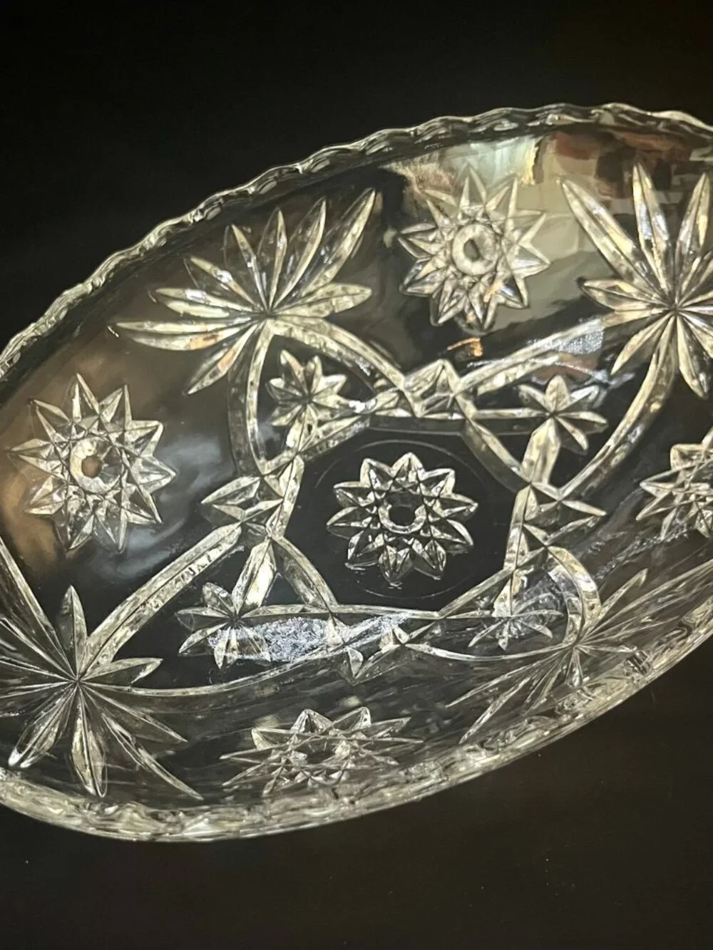 Vintage Anchor Hocking Clear Pressed Glass Oval Relish or Serving Dish
